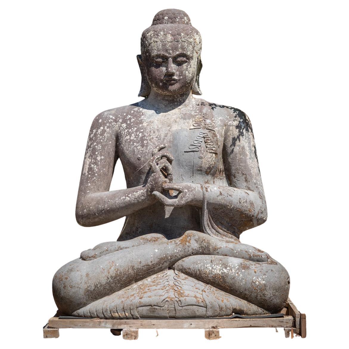 Mid 20th Century Very large and special lavastone Buddha statue  OriginalBuddha For Sale