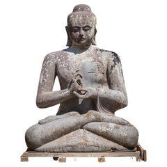 Mitte des 20. Jahrhunderts Sehr große und besondere Lavastein-Buddha-Statue  OriginalBuddha