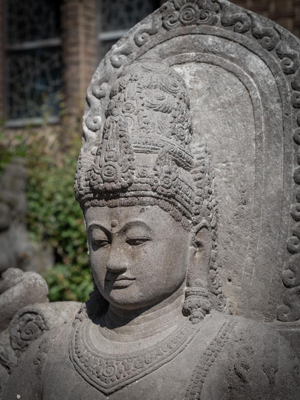 Mid-20th century very large old lavastone figure of Bodhisattva Avalokiteshvara For Sale 6