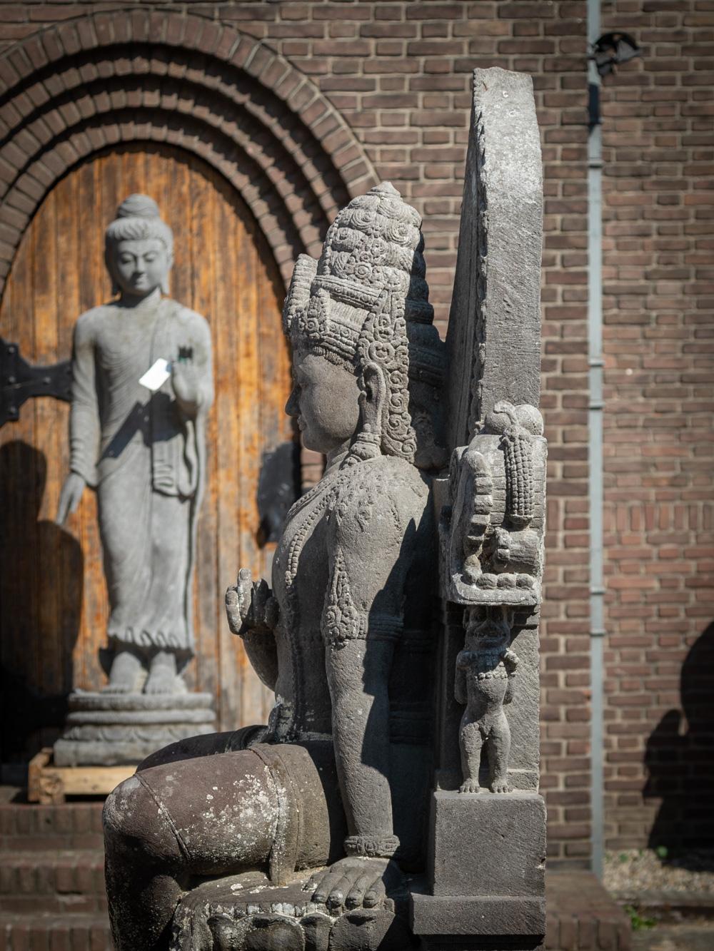 Mid-20th century very large old lavastone figure of Bodhisattva Avalokiteshvara For Sale 7
