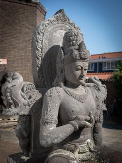 Mid-20th century very large old lavastone figure of Bodhisattva Avalokiteshvara