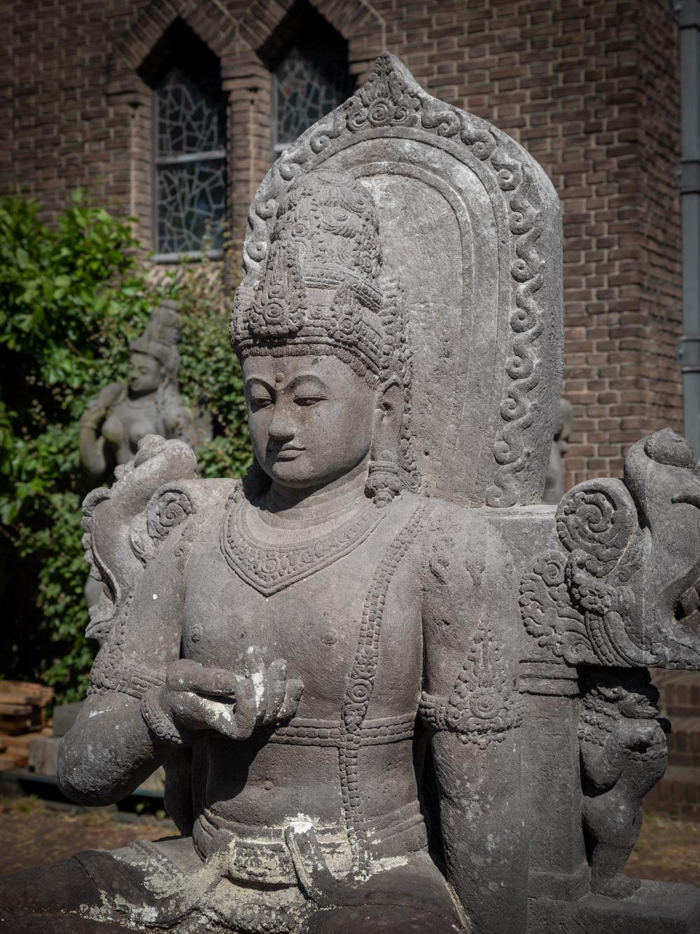 20th Century Mid-20th century very large old lavastone figure of Bodhisattva Avalokiteshvara For Sale