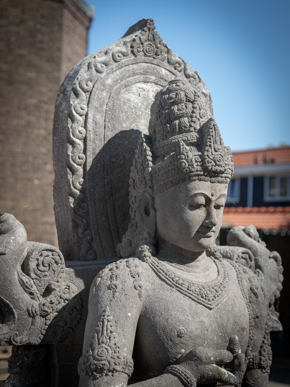 Mid-20th century very large old lavastone figure of Bodhisattva Avalokiteshvara For Sale 4