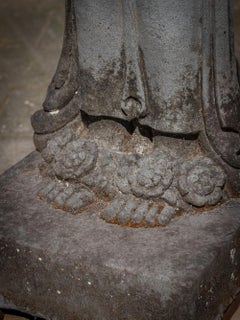 Mid 20th Century Very large old lavastone Monk statue from Indonesia