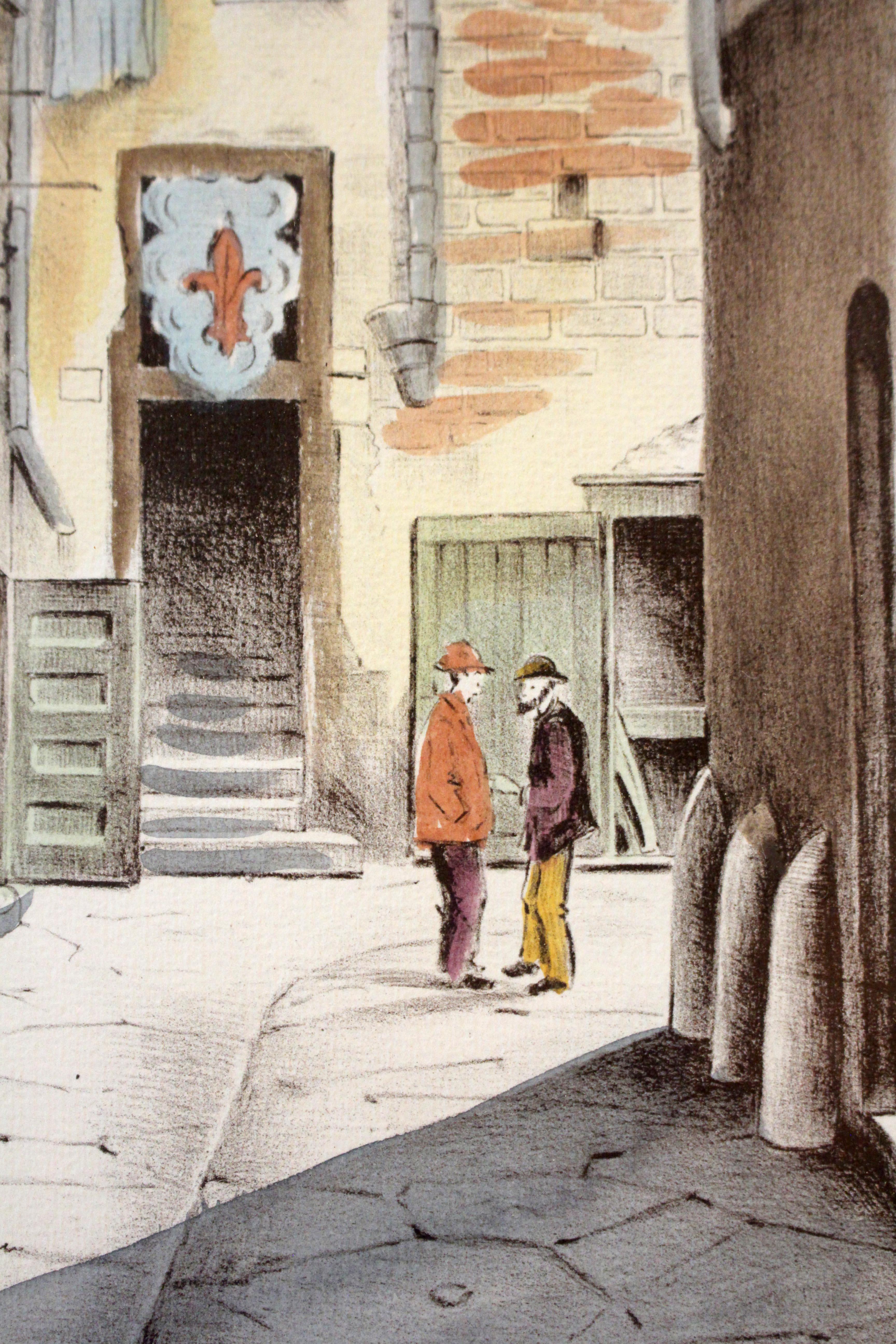 Druck „Via degli Amieri, Firenze Antica“ von Cioni aus der Mitte des 20. Jahrhunderts im Zustand „Gut“ im Angebot in Chapel Hill, NC