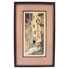 Grabado de mediados del siglo XX "Via degli Amieri, Firenze Antica" de Cioni
