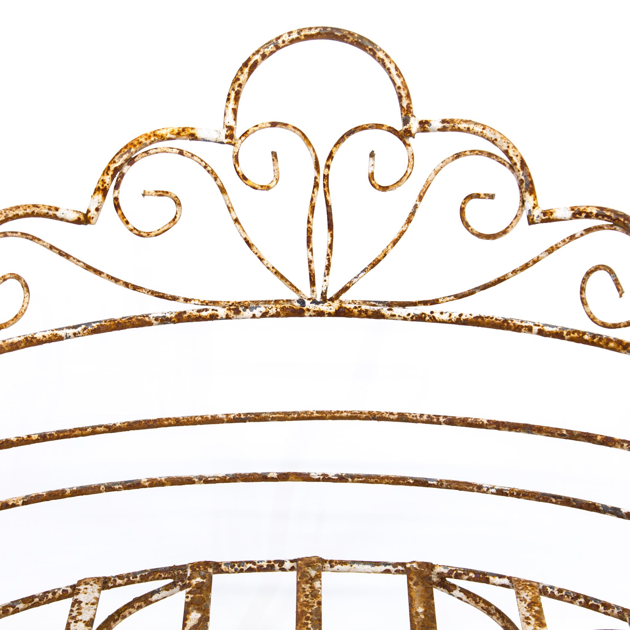 Mid-20th Century Victorian-Style Wrought Iron Curved Garden Patio Bench 2