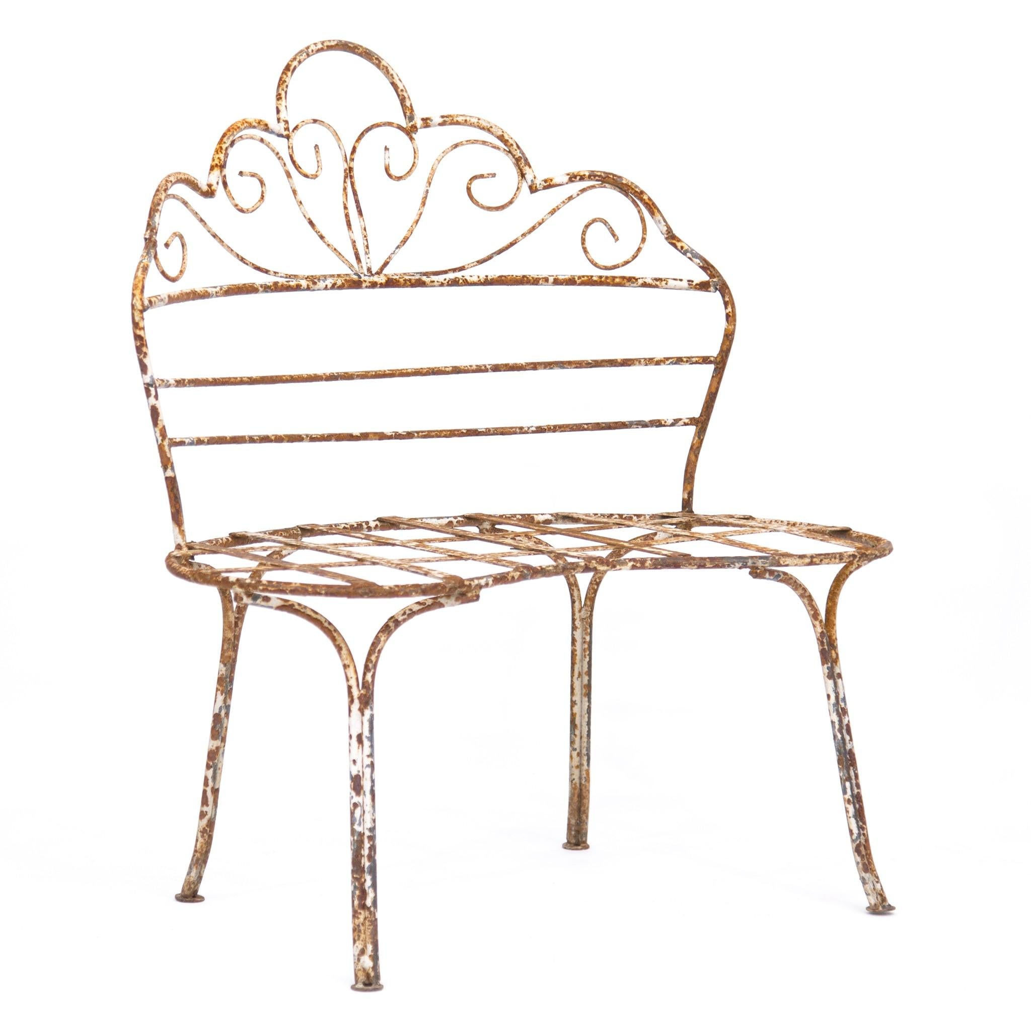 Mid-20th Century Victorian-Style Wrought Iron Curved Garden Patio Bench 6