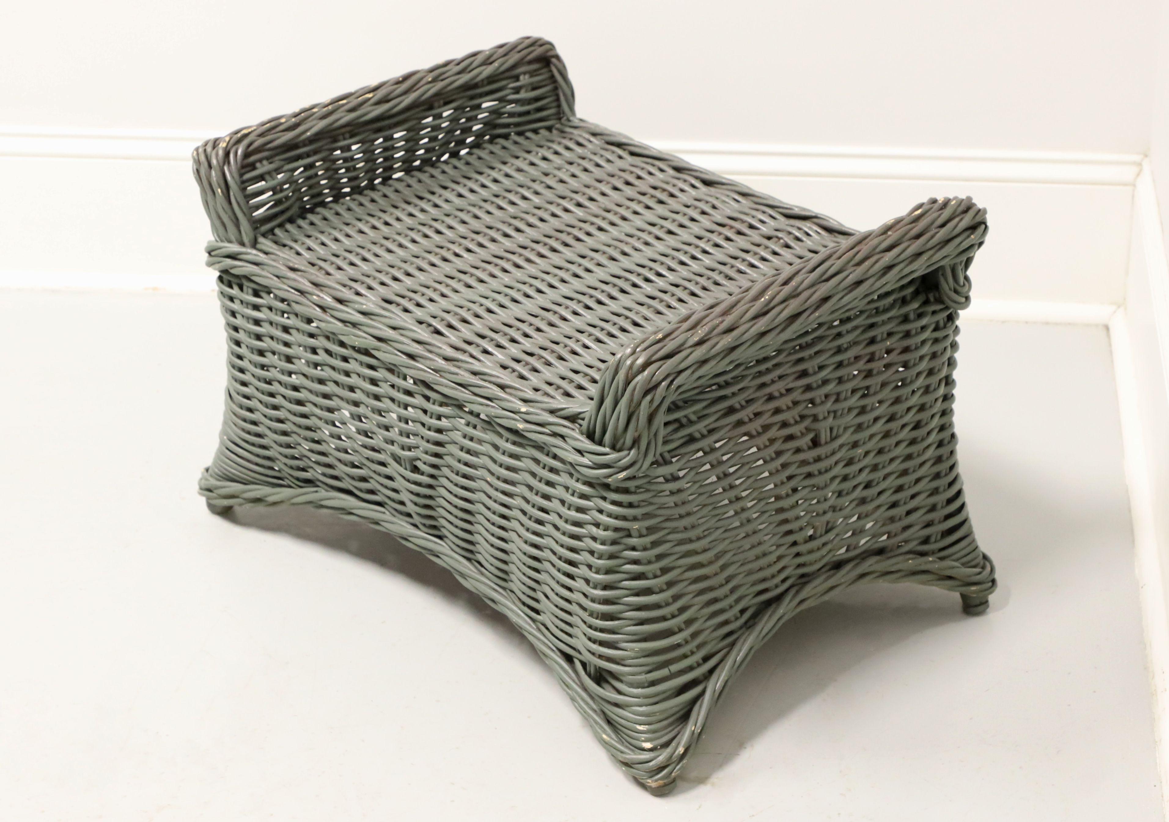 Mid 20th Century Victorian Wicker Armchair and Ottoman For Sale 8