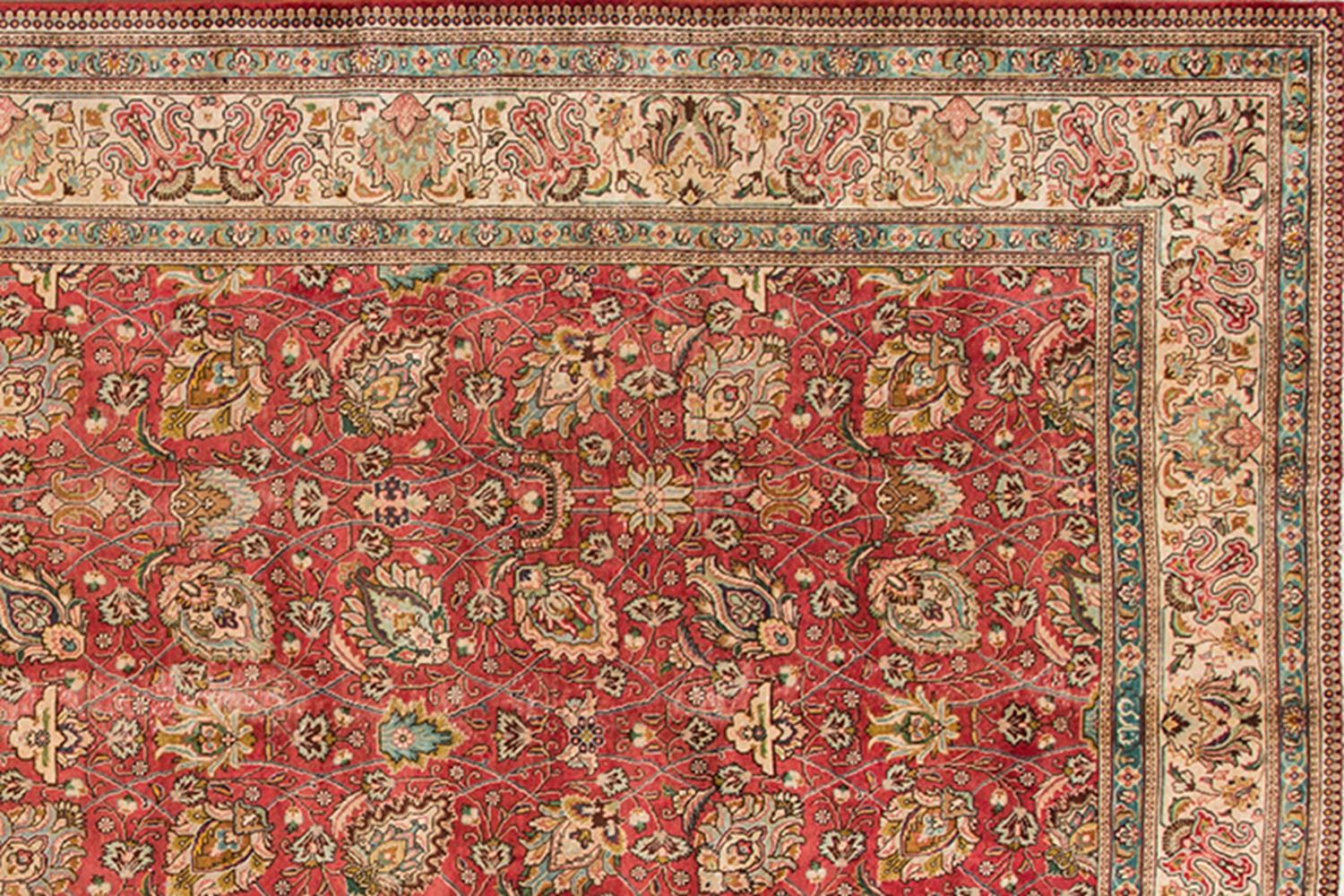 Hand-Knotted Mid-20th Century Vintage Persian Tabriz Rug For Sale