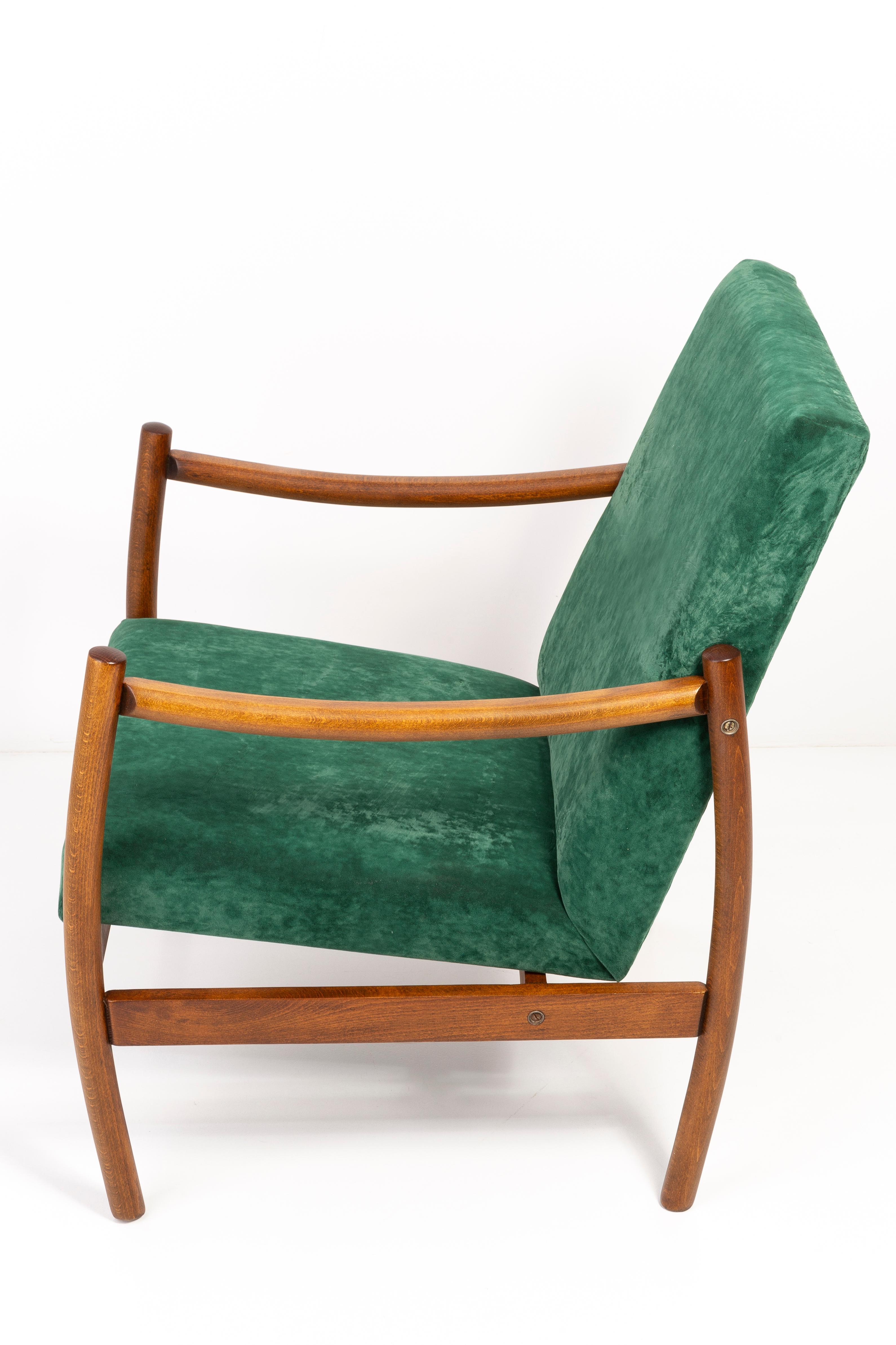 Mid-20th Century Vintage Armchair, Dark Green Velvet, Europe, 1960s For Sale 3