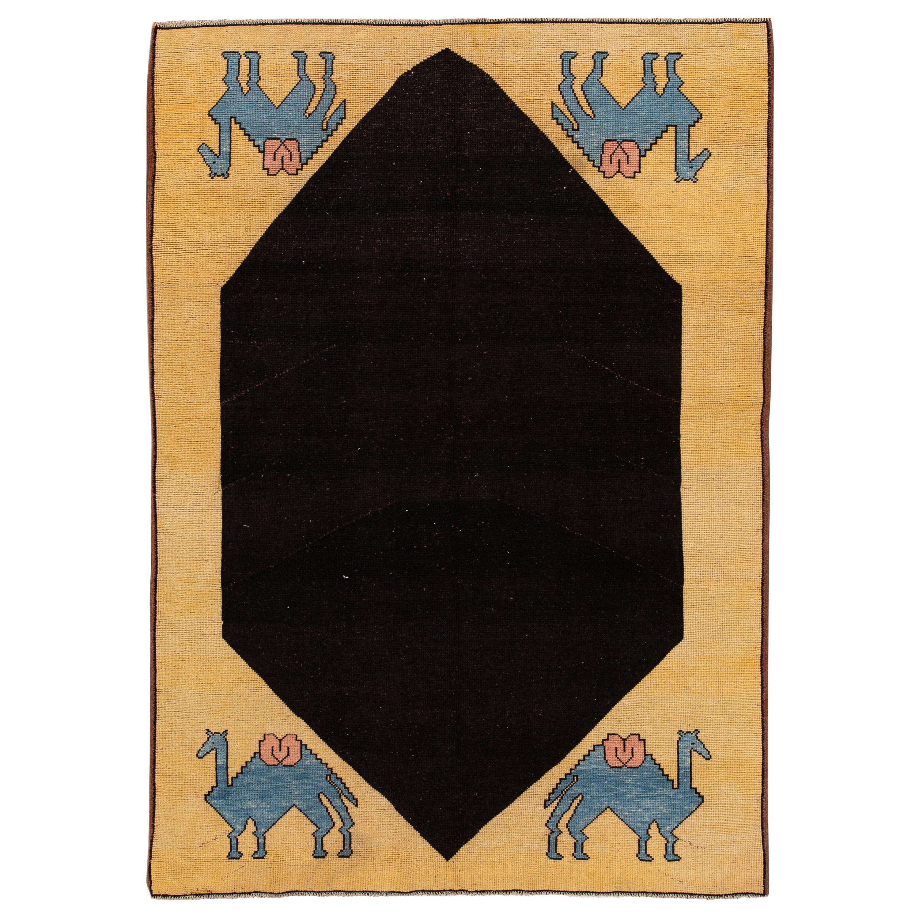 Mid20th Century Vintage Art Deco Wool Rug For Sale at 1stDibs