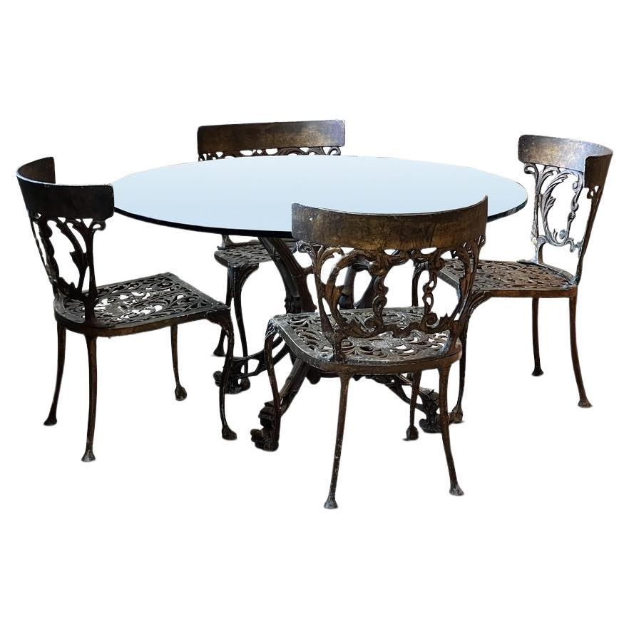 Mesa de comedor y 4 sillas estilo Arthur Court Vintage de mediados del siglo XX
