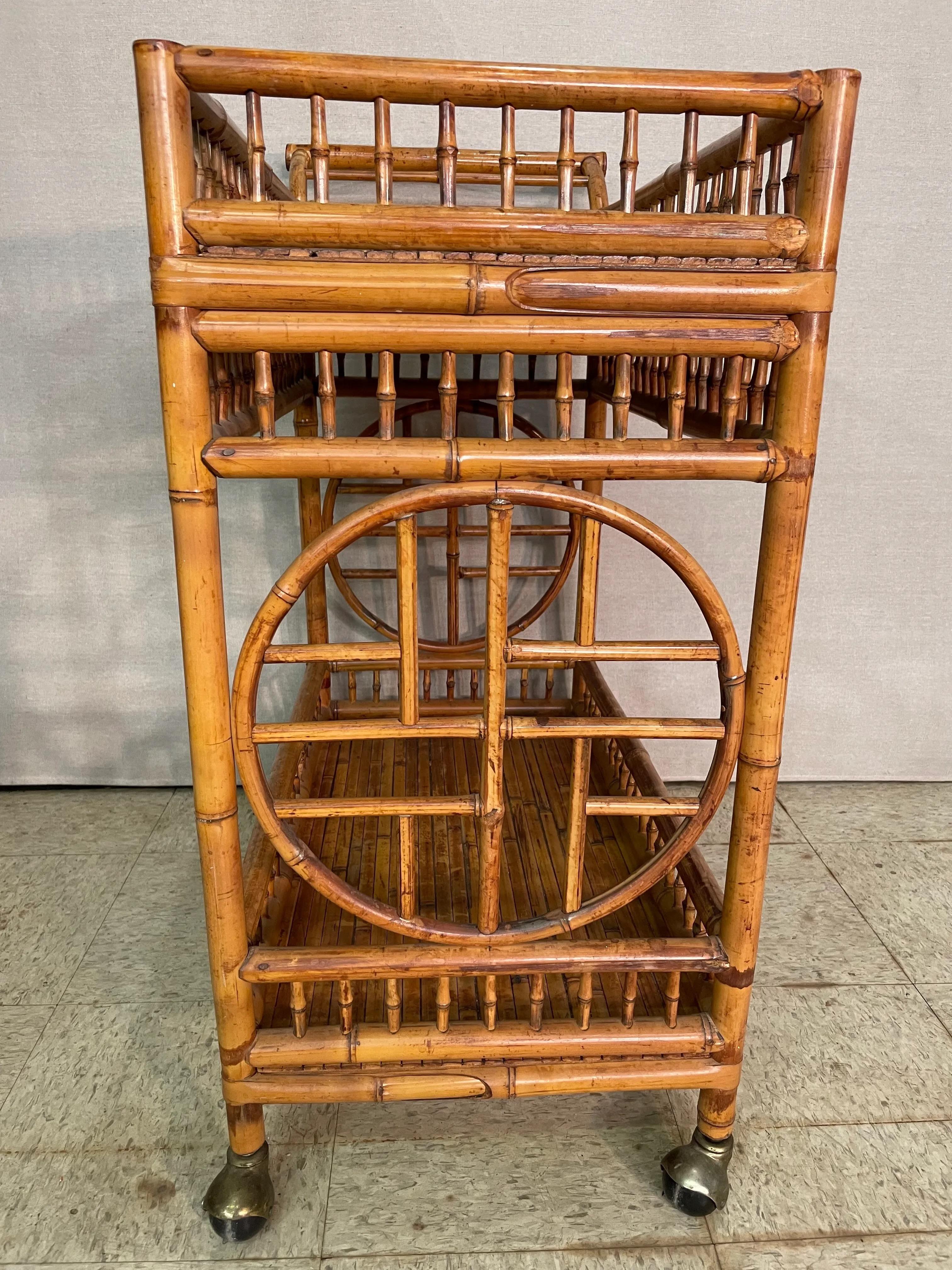 Carrello da bar in bambù vintage della metà del XX secolo in vendita 6