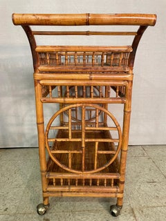 Mid 20th Century Vintage Bamboo Bar Cart