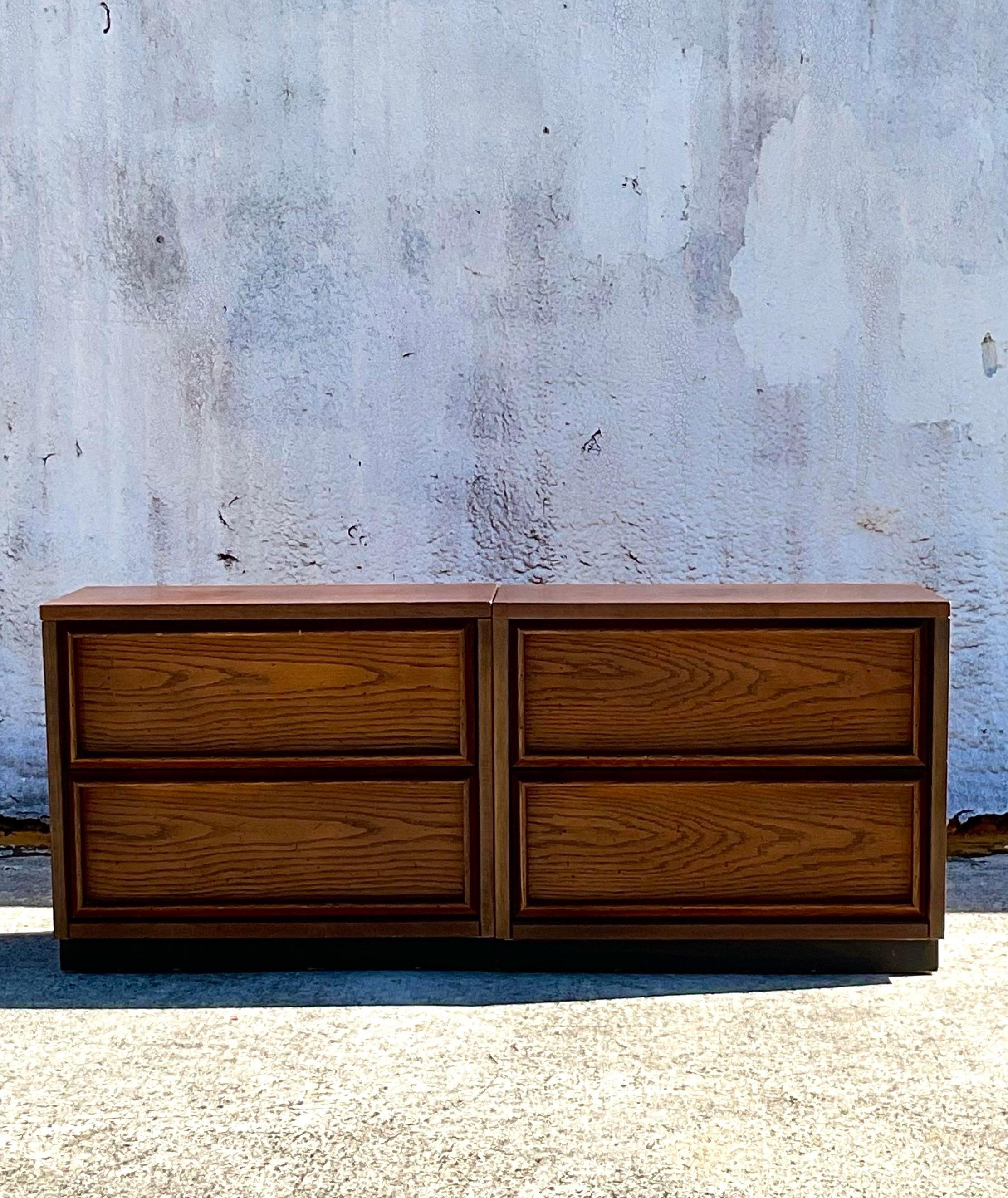 Mid 20th Century Vintage Basset Brentwood Third Dimension Nightstands