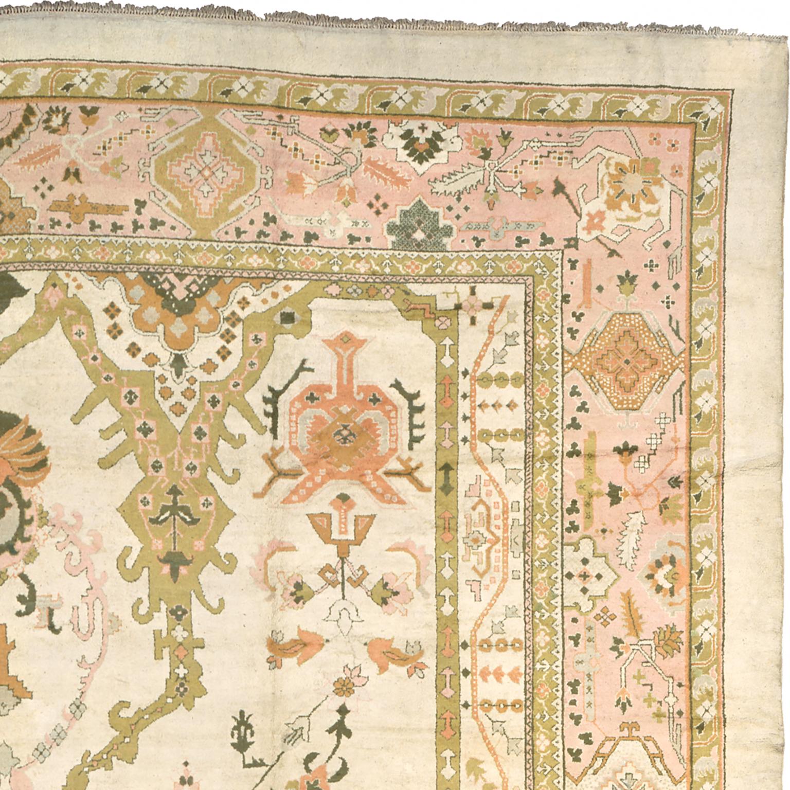 Mitte des 20. Jahrhunderts Vintage Beige Indianer-Teppich (Indisch) im Angebot