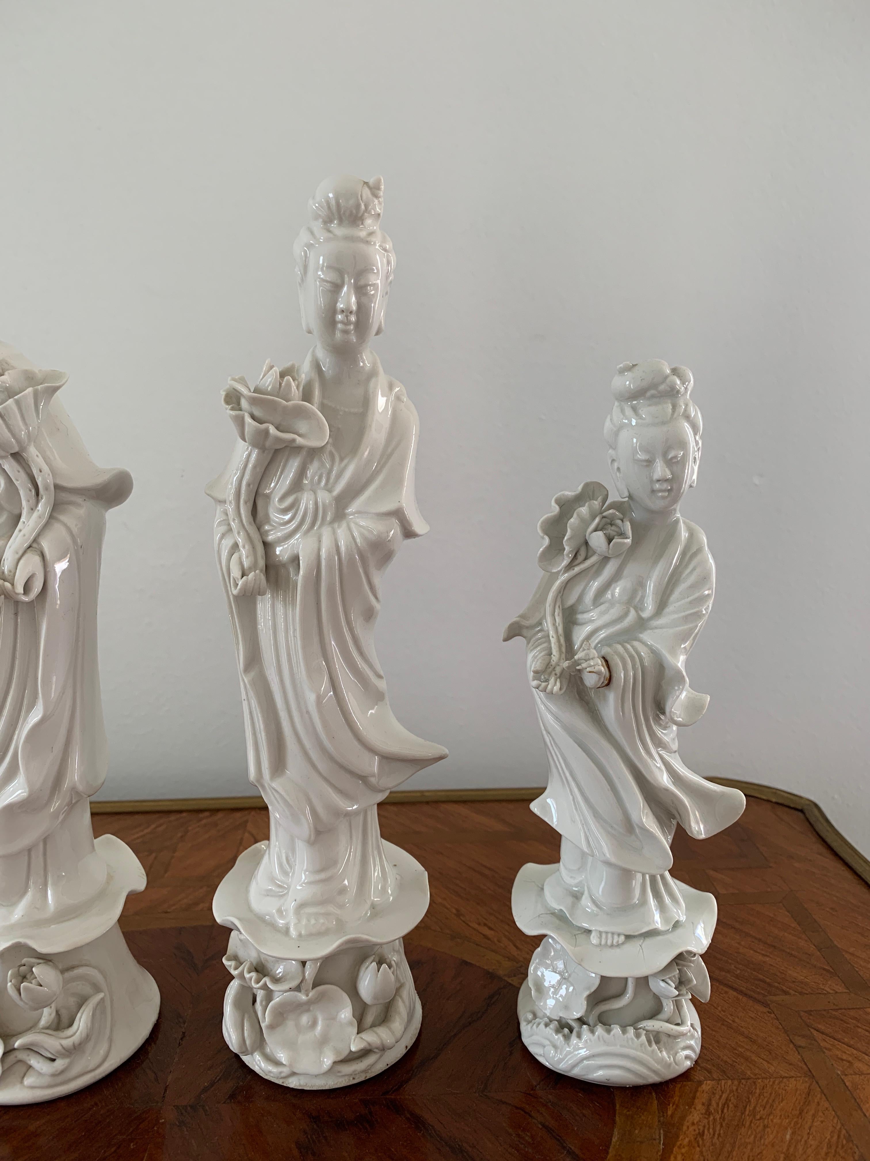 Chinese Mid 20th Century Vintage Blanc De Chine Figures - Set of 4 For Sale