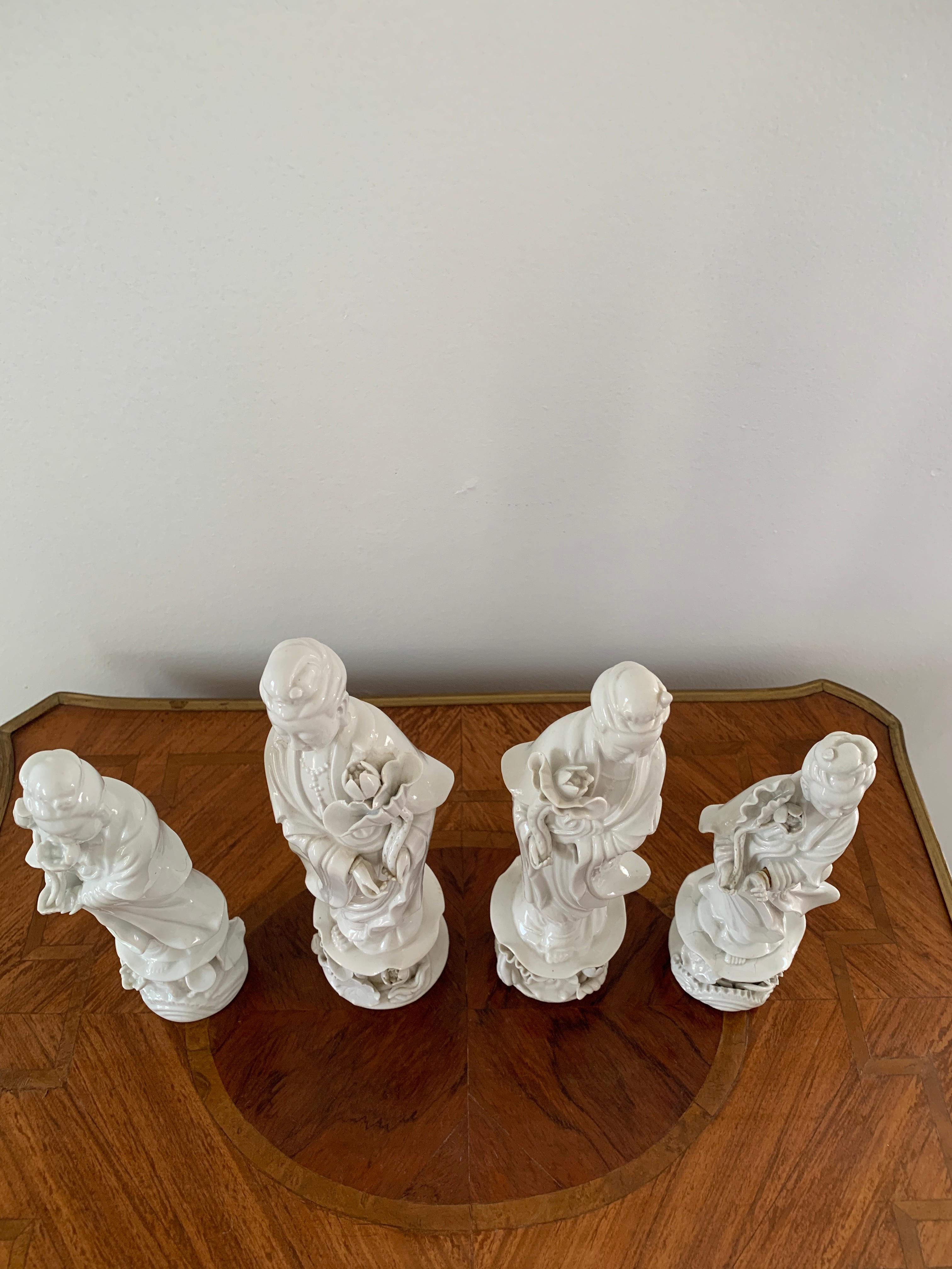 Mid 20th Century Vintage Blanc De Chine Figures - Set of 4 In Good Condition For Sale In Elkhart, IN