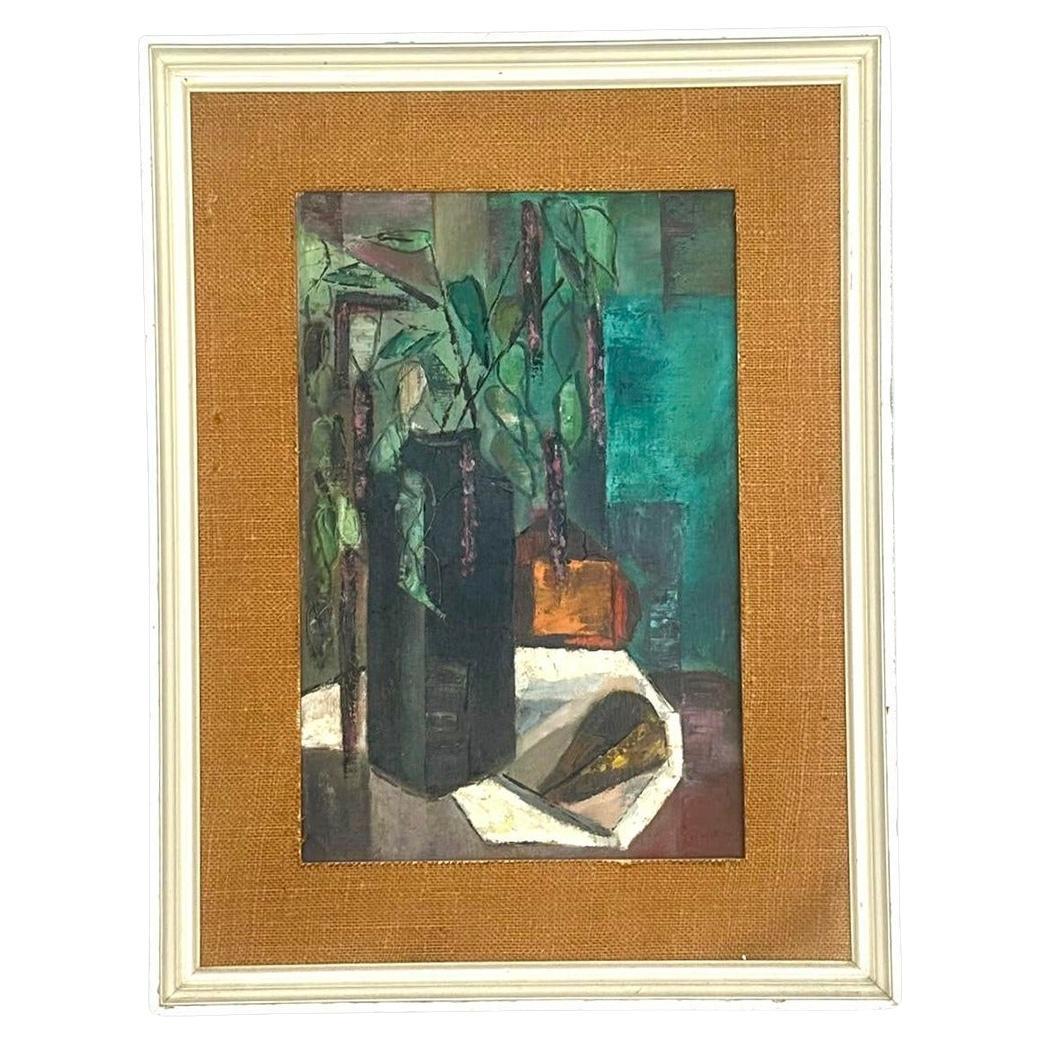 Pittura ad olio della metà del 20° secolo, Boho, espressionista astratto, natura morta