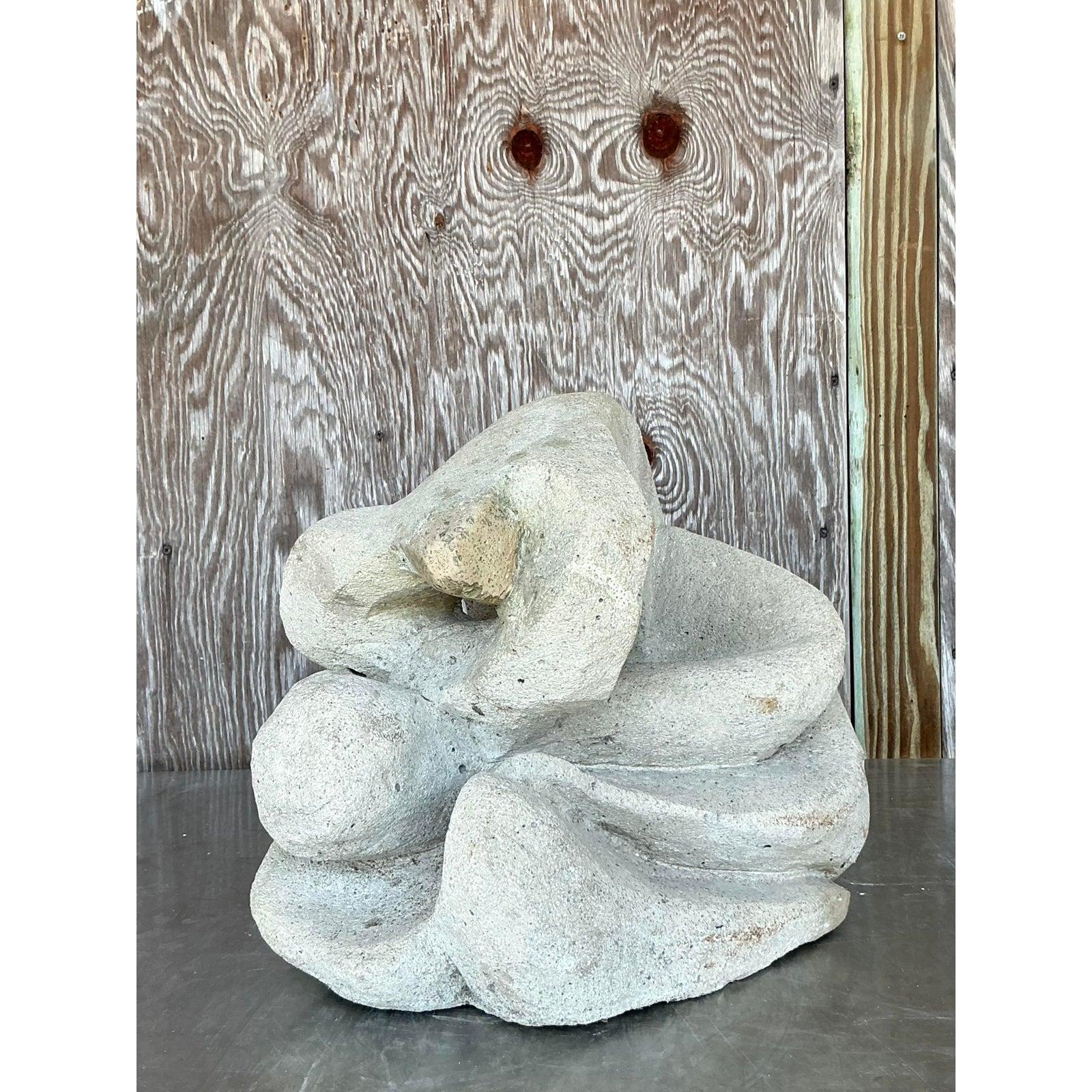 Scultura astratta figurativa in cemento della metà del 20° secolo, vintage e boho in vendita 3