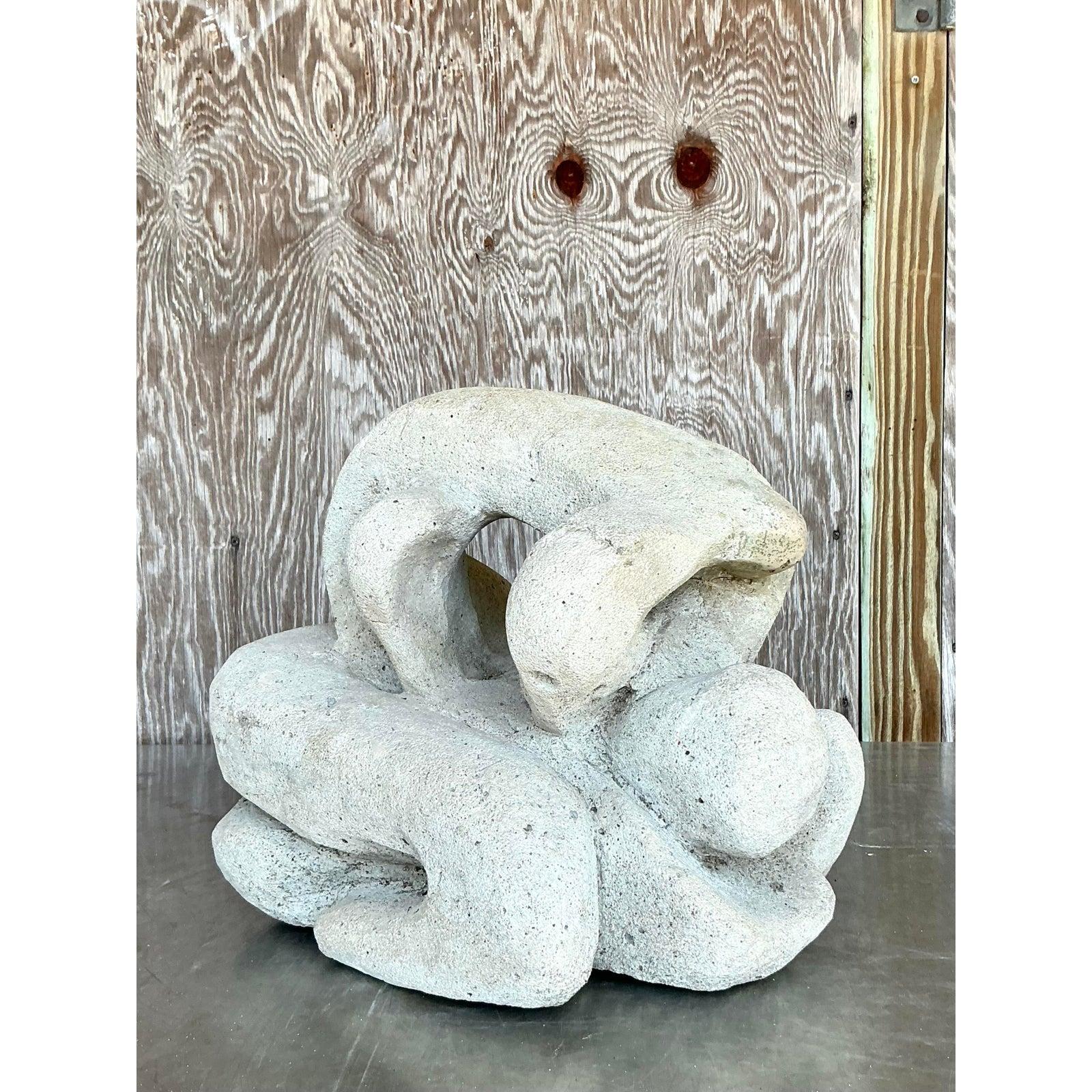 Scultura astratta figurativa in cemento della metà del 20° secolo, vintage e boho in vendita 1
