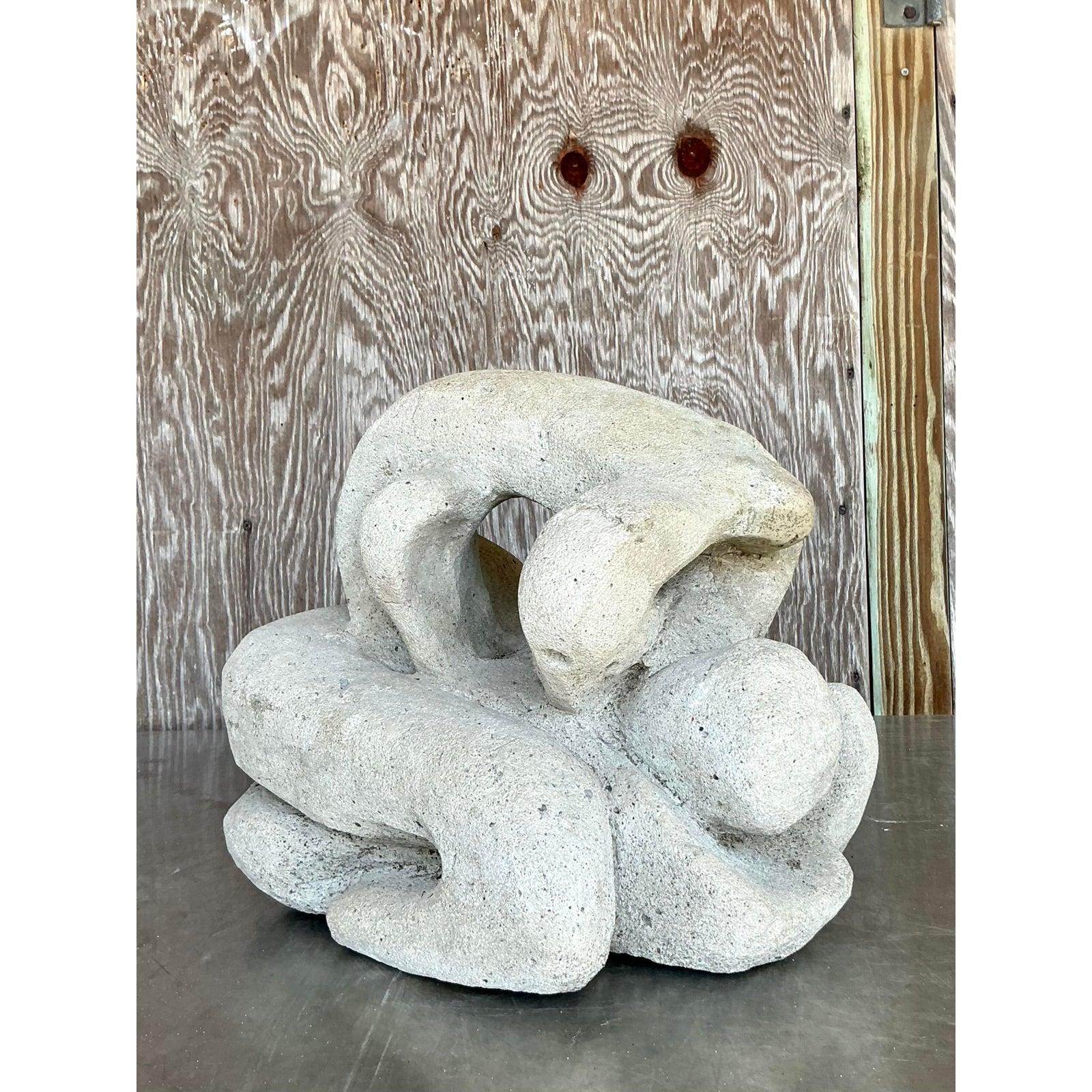 Scultura astratta figurativa in cemento della metà del 20° secolo, vintage e boho in vendita 2