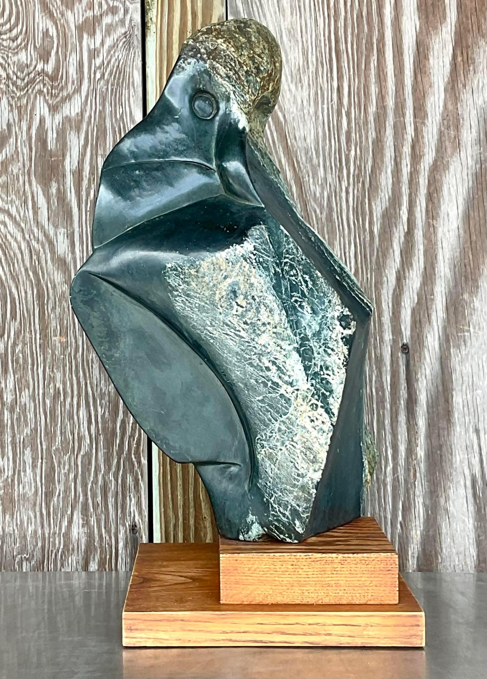 Mid 20th Century Vintage Boho Abstract Stone Sculpture In Good Condition For Sale In west palm beach, FL