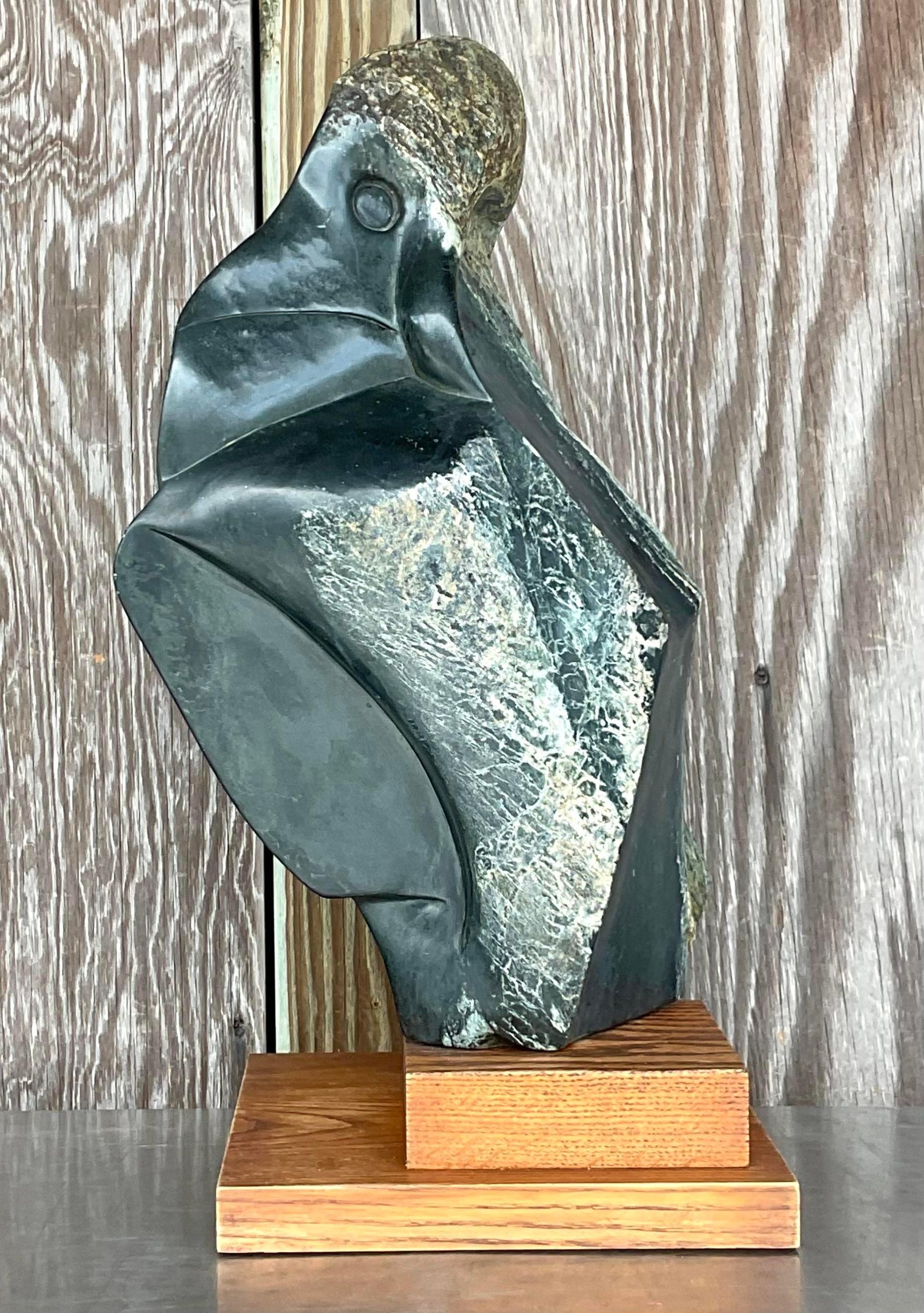 Pietra Scultura di pietra astratta Boho della metà del XX secolo in vendita