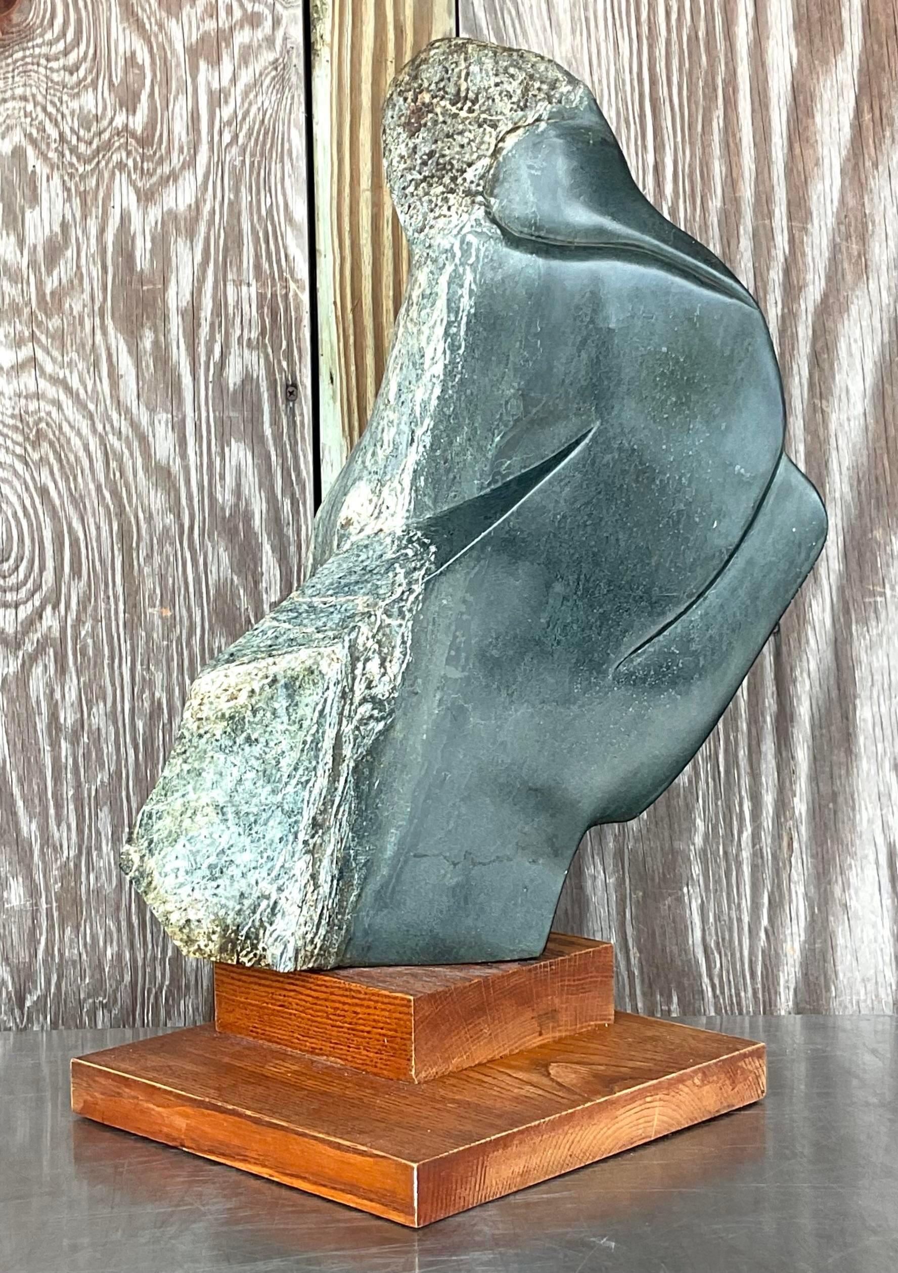 Mid 20th Century Vintage Boho Abstract Stone Sculpture For Sale 2