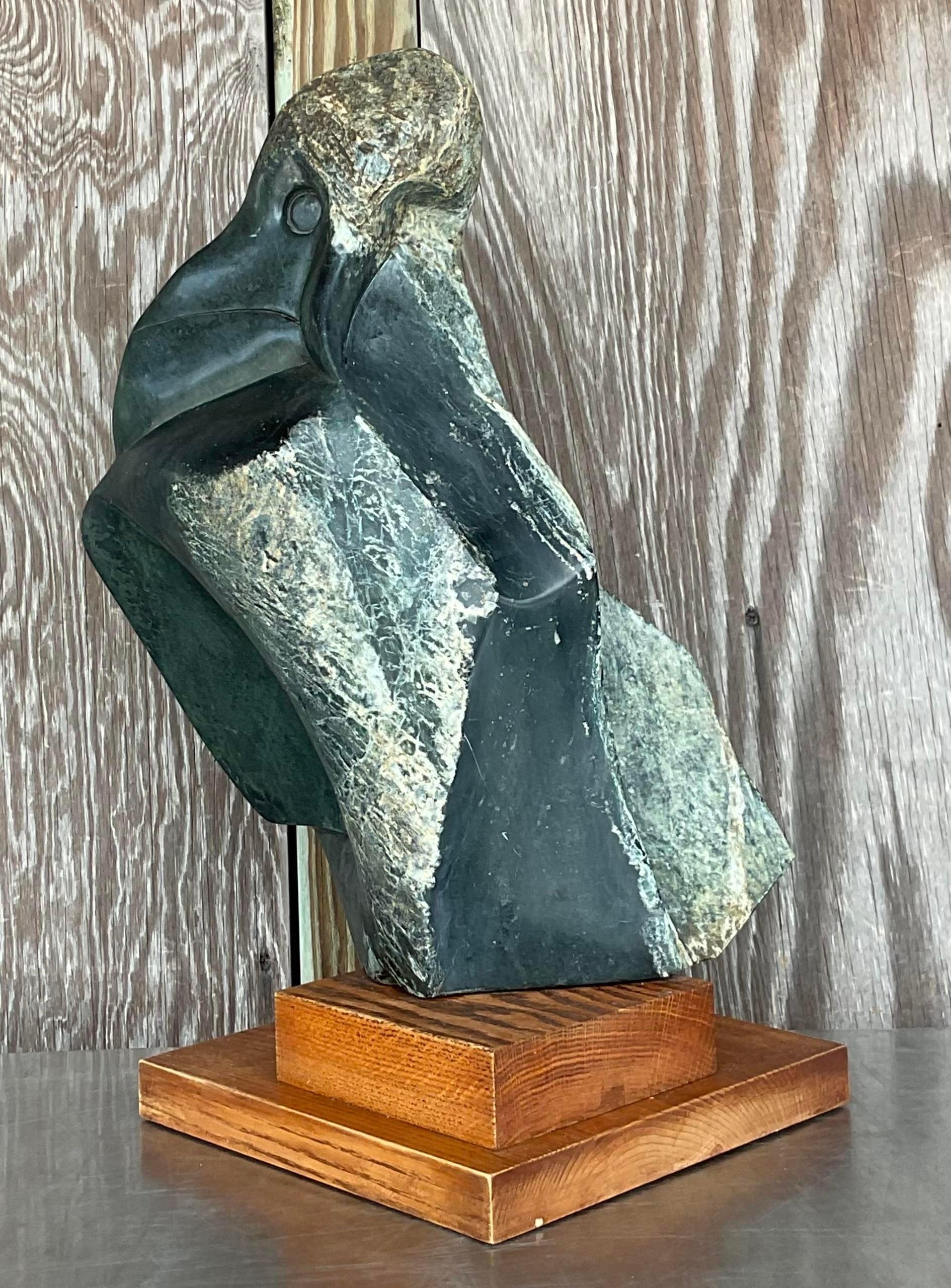 Mid 20th Century Vintage Boho Abstract Stone Sculpture For Sale 3