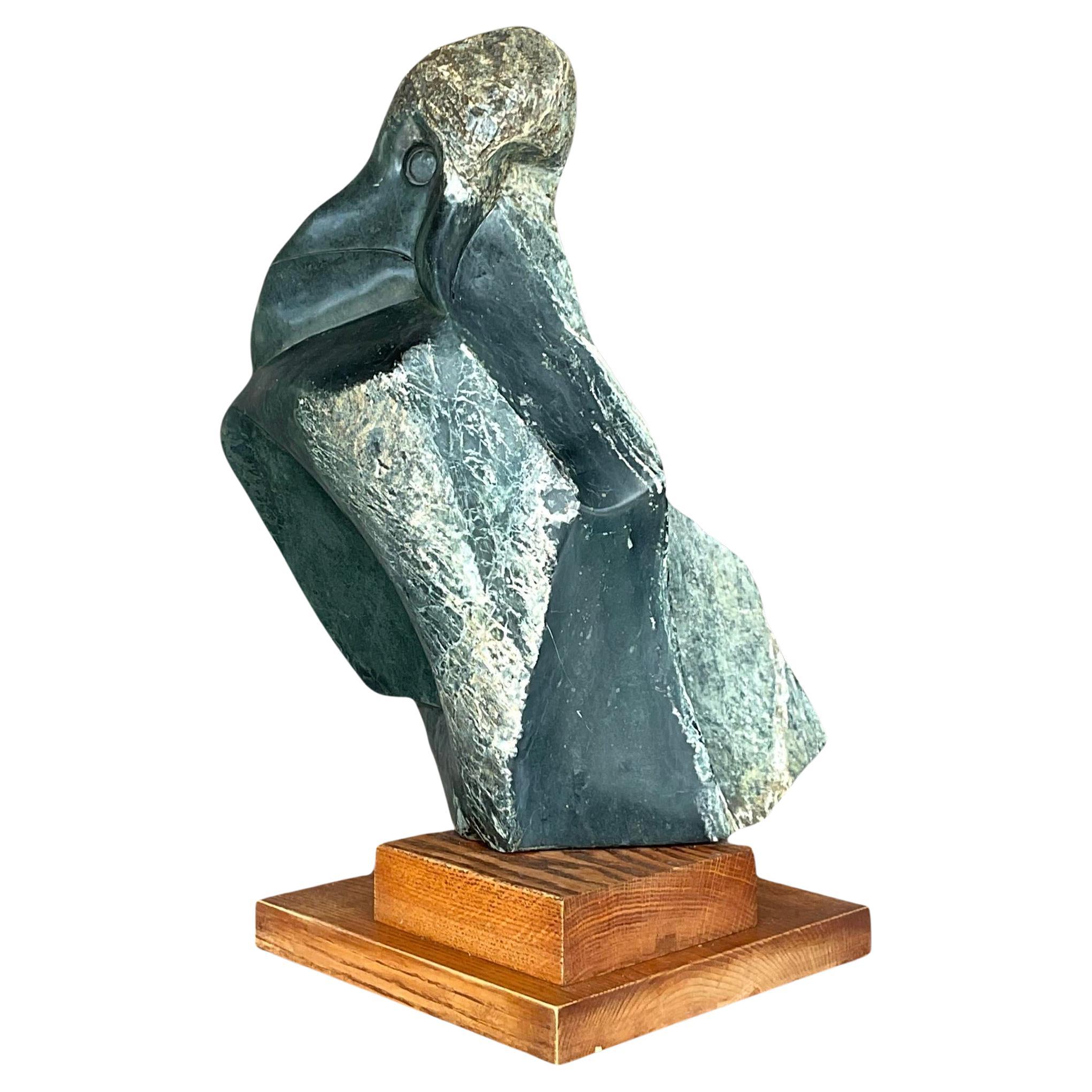 Scultura di pietra astratta Boho della metà del XX secolo