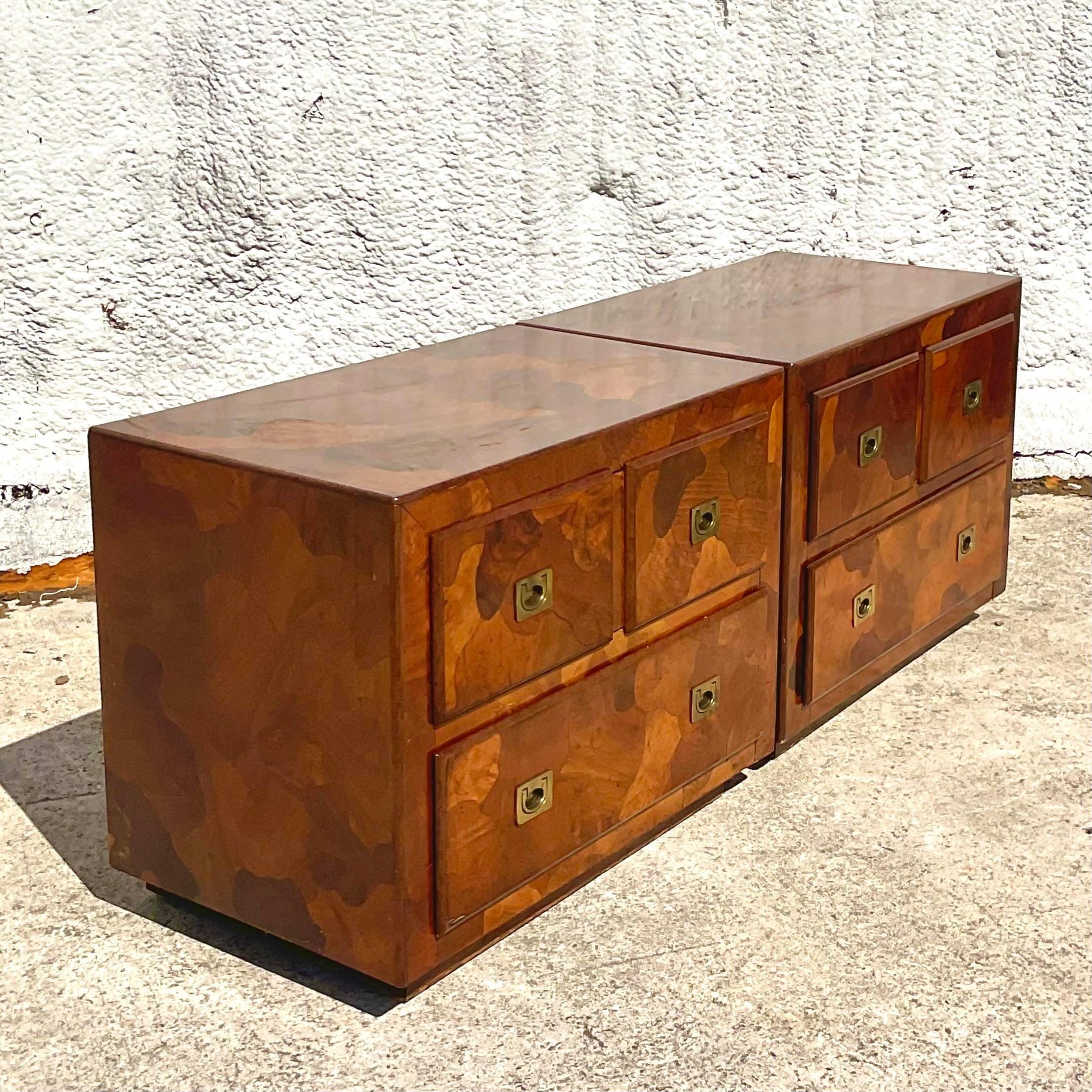 Mid 20th Century Vintage Boho American of Martinsville Nightstands - a Pr In Good Condition For Sale In west palm beach, FL