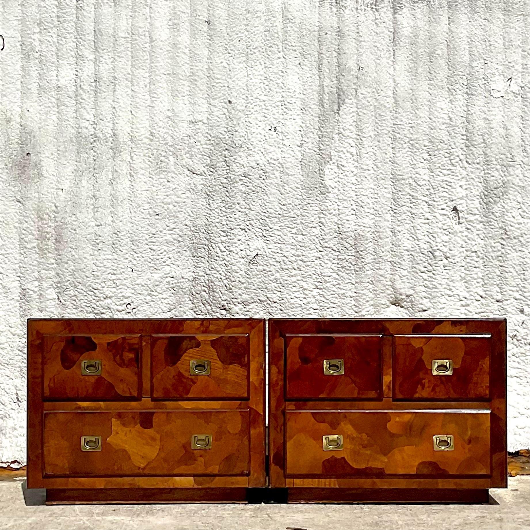Mid 20th Century Vintage Boho American of Martinsville Nightstands - a Pr For Sale 1