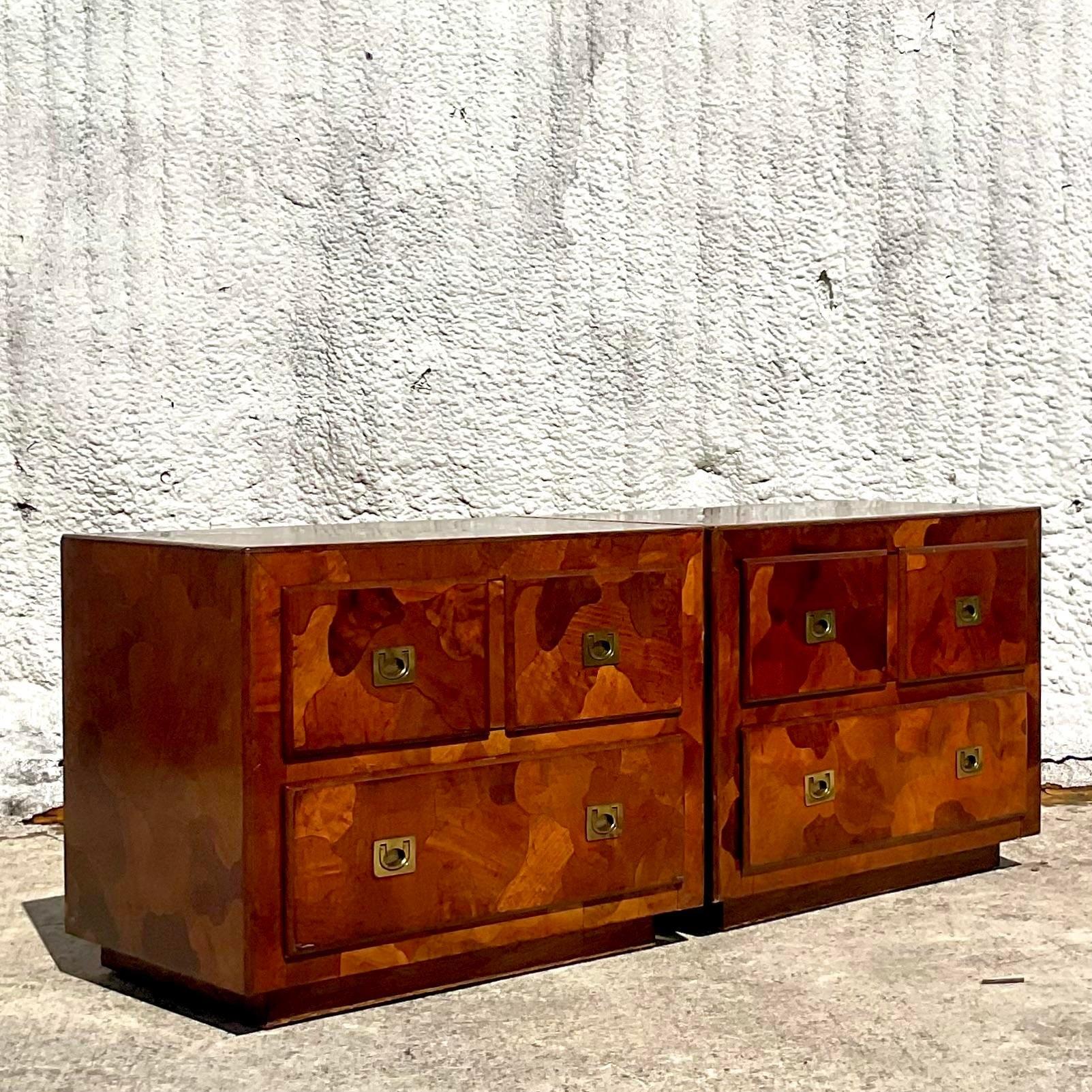 Mid 20th Century Vintage Boho American of Martinsville Nightstands - a Pr For Sale 3