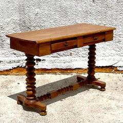 Mid 20th Century Vintage Boho Barley Twist Console Table