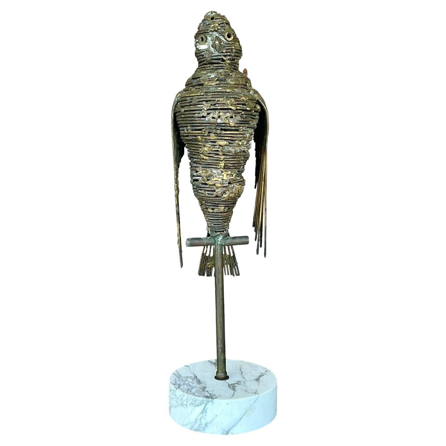 Mid 20th Century Vintage Boho Brass Bird Sculpture