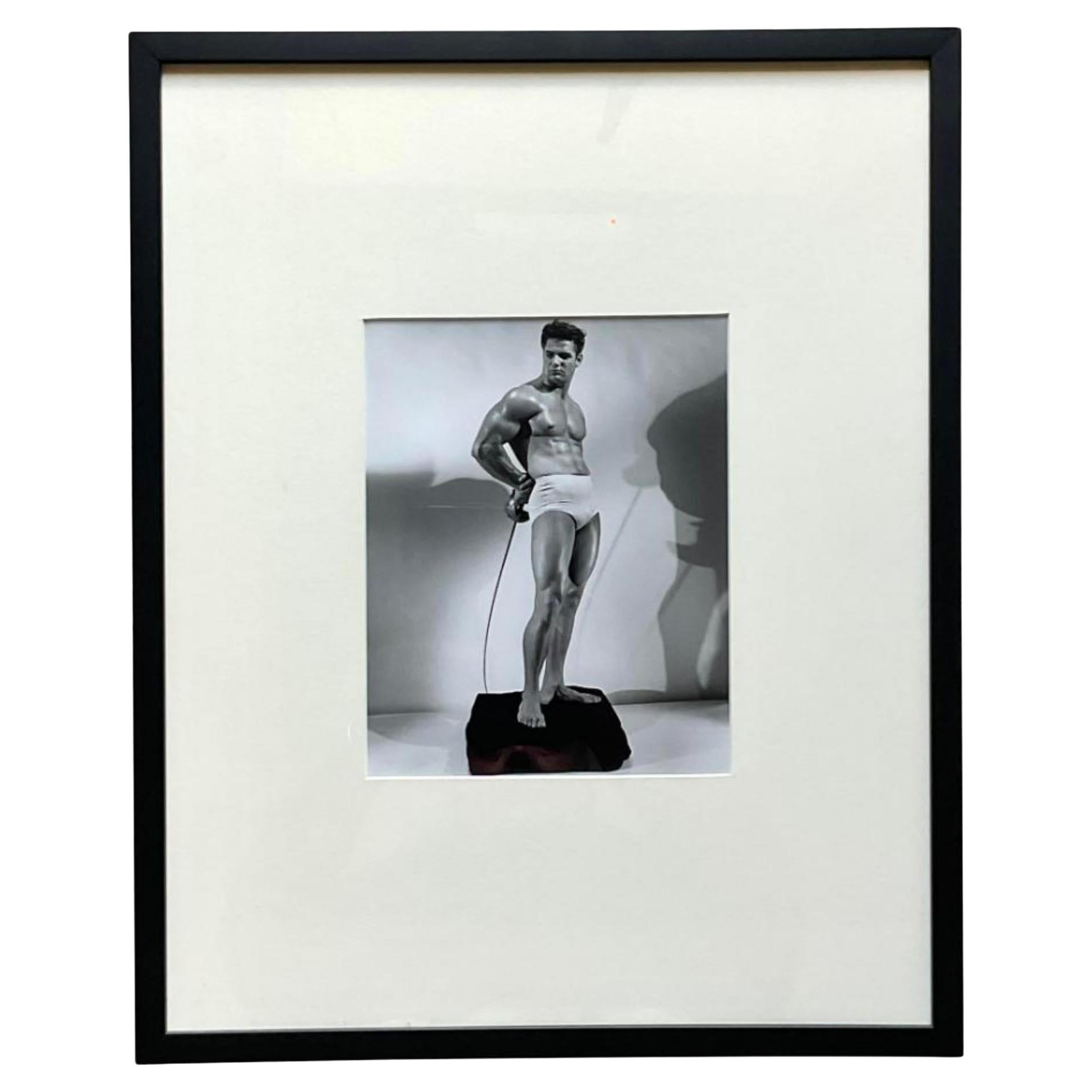 Mid 20th Century Vintage Boho Bruce of La Photograph of Man With Fencing Sword For Sale