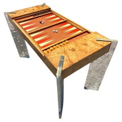 Tavolo da gioco Boho in legno di radica e lucite della metà del XX secolo