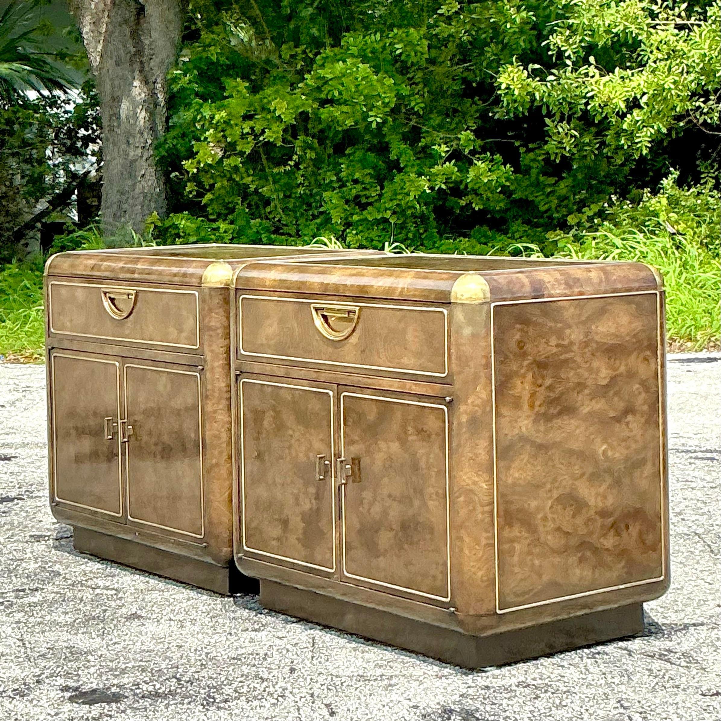 vintage burlwood nightstands