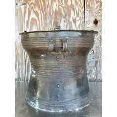 Mid 20th Century Vintage Boho Burmese Bronze Rain Drum