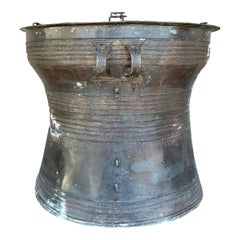 Mid 20th Century Retro Boho Burmese Bronze Rain Drum