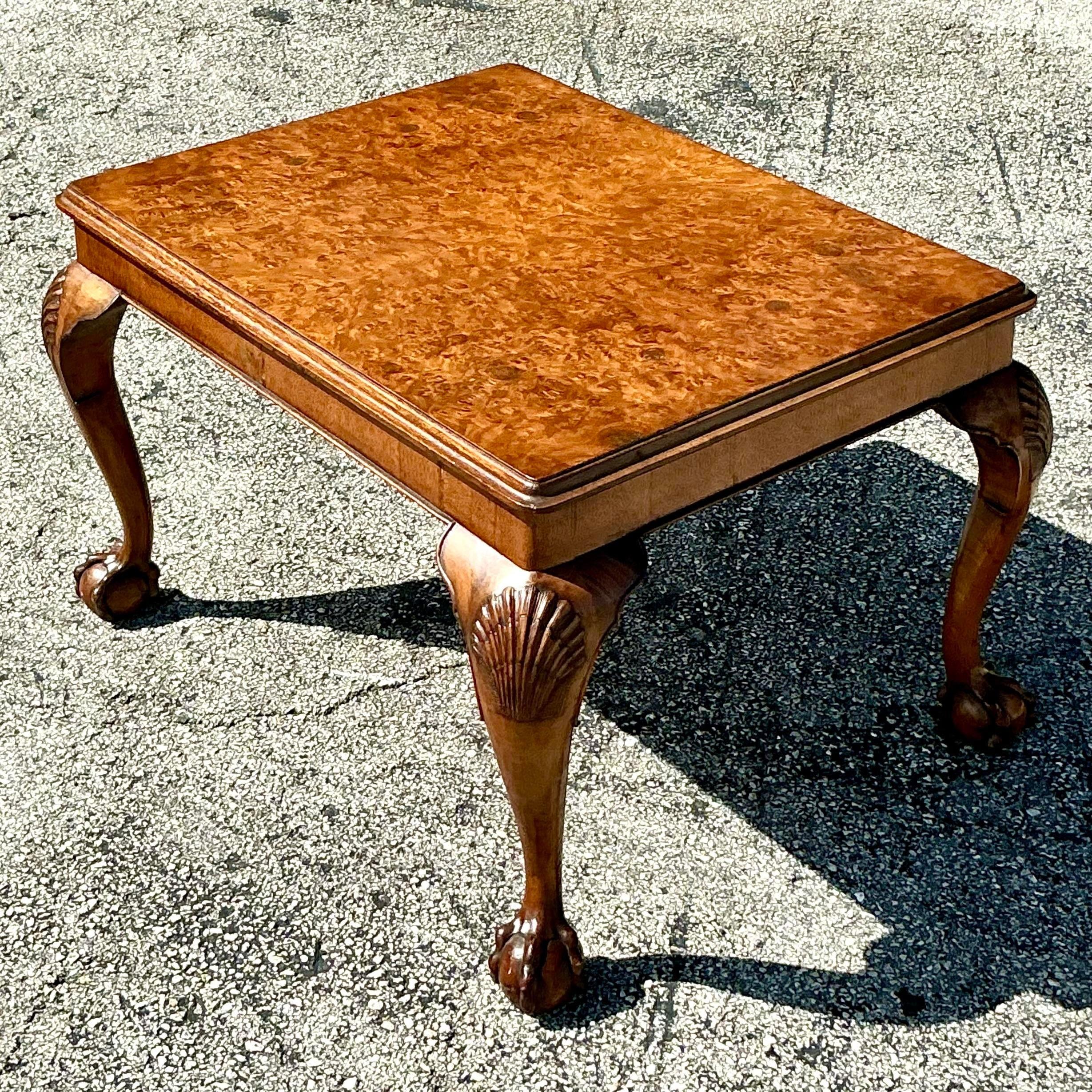 Américain Mid 20th Century Vintage Boho Clamshell Burl Wood Side Table en vente