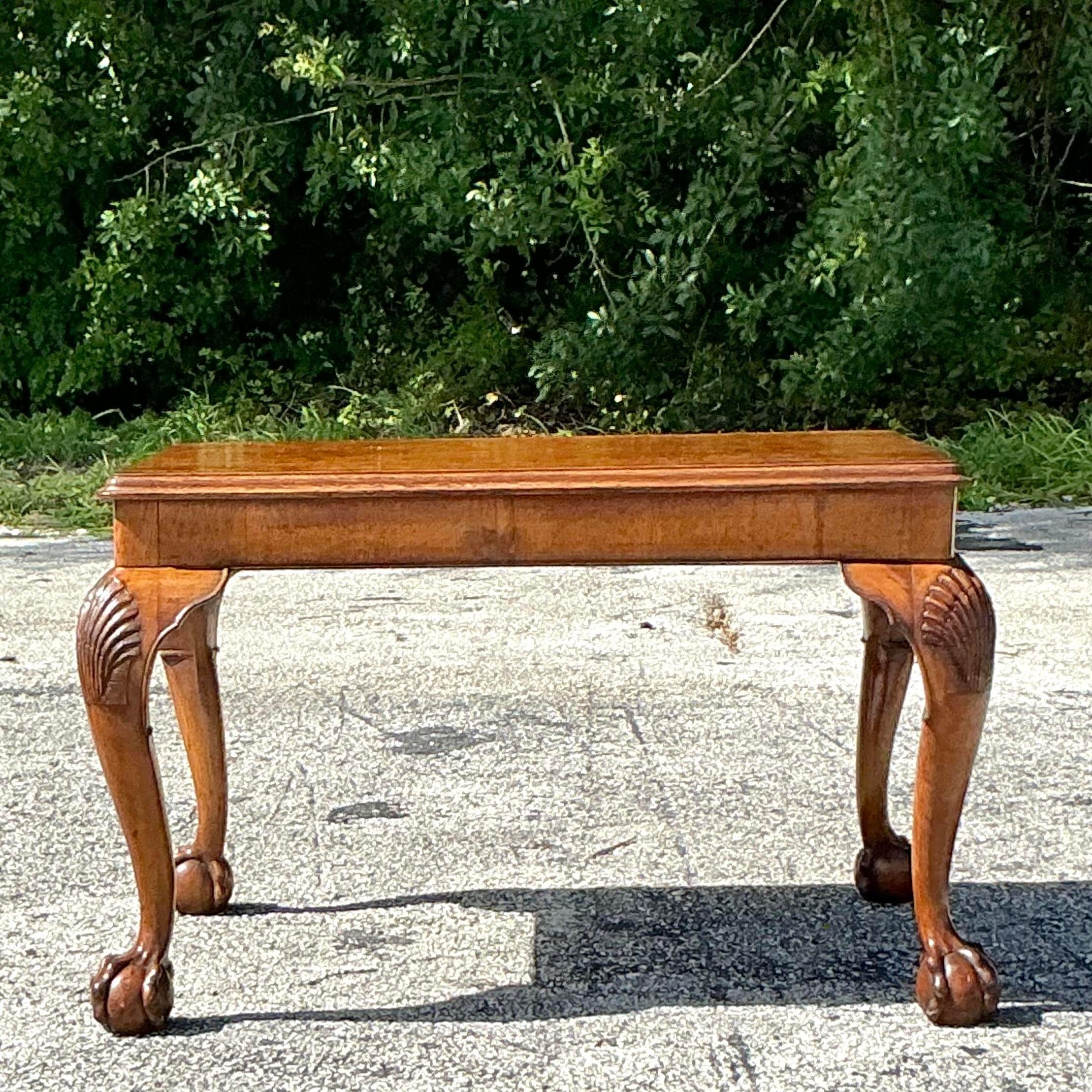 Broussin Mid 20th Century Vintage Boho Clamshell Burl Wood Side Table en vente