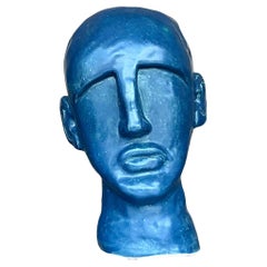 Mid 20th Century Vintage Boho Glazed Ceramic Bust