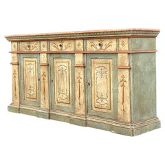 Mid 20th Century Vintage Boho Italian Hand Painted Credenza
