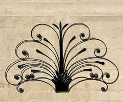 Mid 20th Century Vintage Boho Italian Wrought Iron Full Headboard