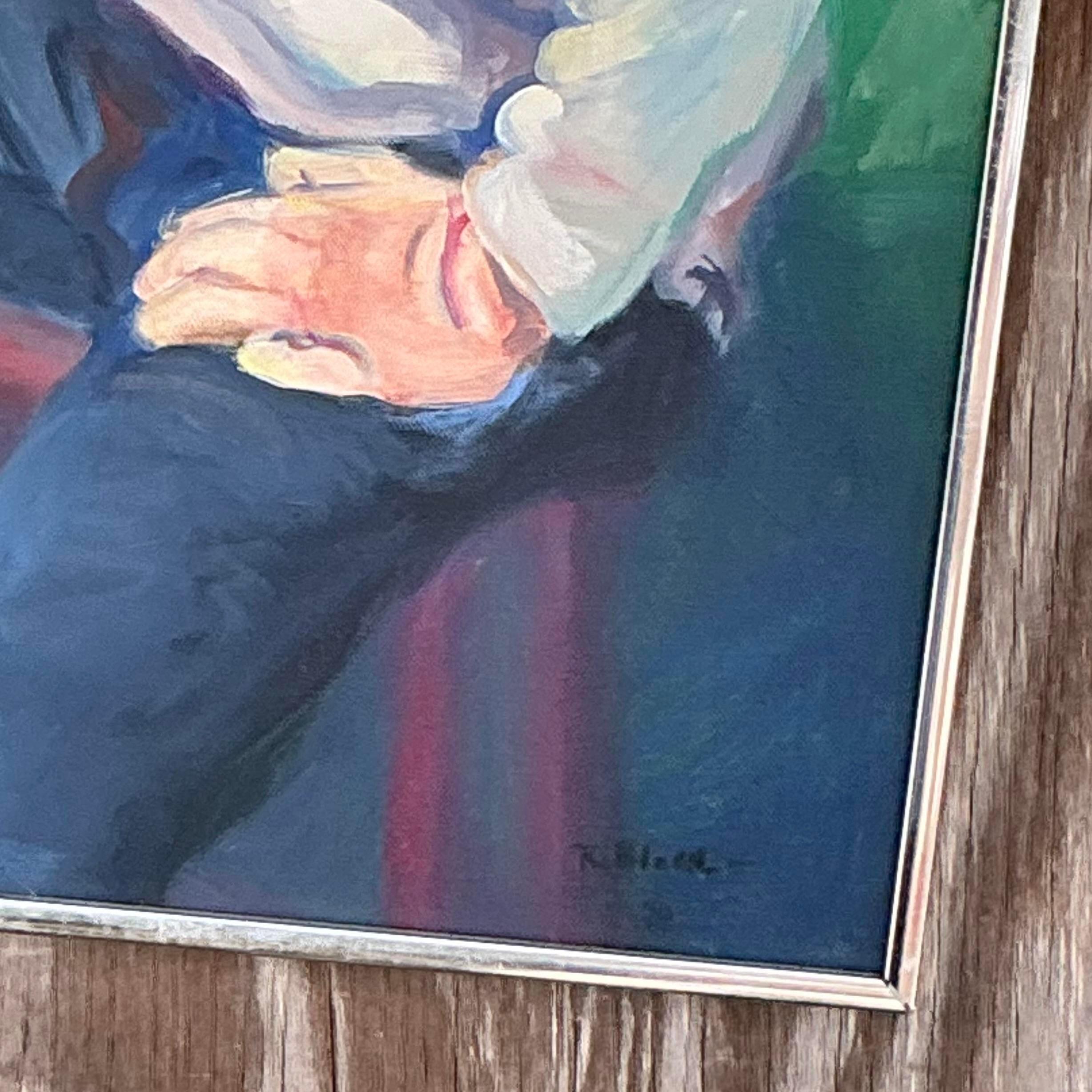 Bringen Sie Kreativität und Farbe in Ihren Raum mit diesem abstrakten figurativen Gemälde im Boho-Stil auf Leinwand. Die kühnen Pinselstriche und die dynamische Komposition vermischen abstrakte und figurative Elemente und schaffen ein visuell