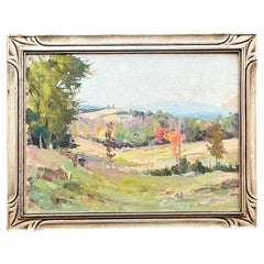 Mid 20th Century Vintage Boho Original Oil Impressionist Landscape on Board