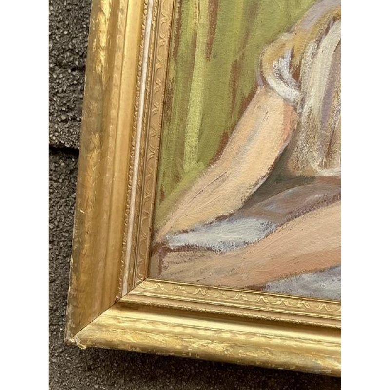 20ième siècle Portrait original à l'huile sur carton, milieu du 20e siècle, style boho en vente
